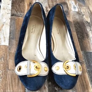 Talbots Womens Blue Suede Flats Size 5.5